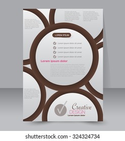 Brochure design. Flyer template. Editable A4 poster for business, education, presentation, website, magazine cover. Brown and pink color.