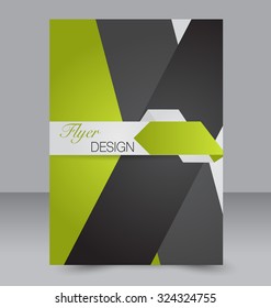 Brochure design. Flyer template. Editable A4 poster for business, education, presentation, website, magazine cover. Green and black color