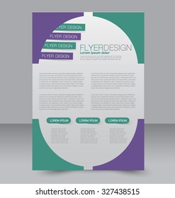 Brochure design. Flyer template. Editable A4 poster for business, education, presentation, website, magazine cover. Green and purple color.
