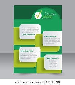 Brochure design. Flyer template. Editable A4 poster for business, education, presentation, website, magazine cover. Green color.