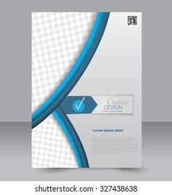 Brochure design. Flyer template. Editable A4 poster for business, education, presentation, website, magazine cover. Blue color.
