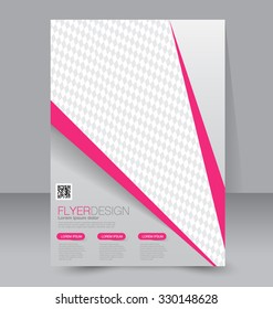 Brochure design. Flyer template. Editable A4 poster for business, education, presentation, website, magazine cover. Pink color.