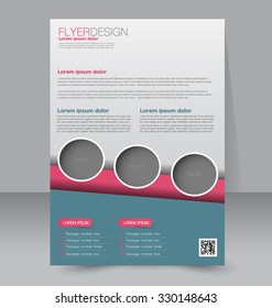 Brochure design. Flyer template. Editable A4 poster for business, education, presentation, website, magazine cover. Pink and green color.