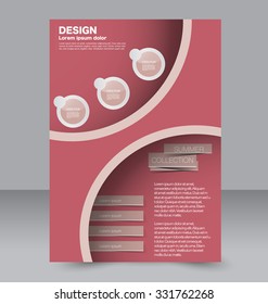 Brochure design. Flyer template. Editable A4 poster for business, education, presentation, website, magazine cover. Red color.