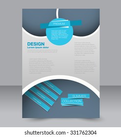 Brochure design. Flyer template. Editable A4 poster for business, education, presentation, website, magazine cover. Blue color.