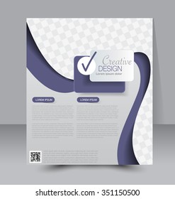 Brochure design. Flyer template. Editable A4 poster for business, education, presentation, website, magazine cover. Purple color.