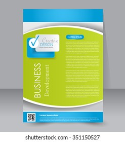 Brochure design. Flyer template. Editable A4 poster for business, education, presentation, website, magazine cover. Blue and green color.
