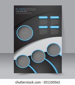 Brochure design. Flyer template. Editable A4 poster for business, education, presentation, website, magazine cover. Blue and black color.