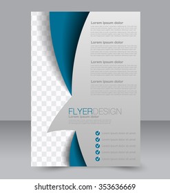 Brochure design. Flyer template. Editable A4 poster for business, education, presentation, website, magazine cover. Blue color