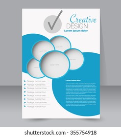 Brochure design. Flyer template. Editable A4 poster for business, education, presentation, website, magazine cover. Blue color.
