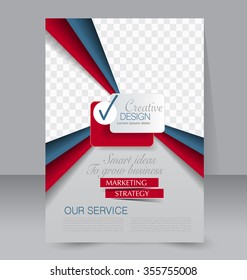 Brochure design. Flyer template. Editable A4 poster for business, education, presentation, website, magazine cover. Blue and red color.
