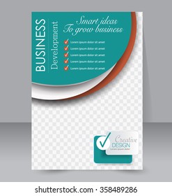 Brochure design. Flyer template. Editable A4 poster for business, education, presentation, website, magazine cover. Orange and green color.