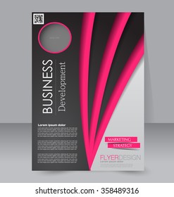 Brochure design. Flyer template. Editable A4 poster for business, education, presentation, website, magazine cover. Pink and black color.