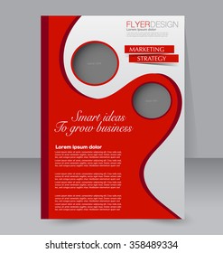 Brochure design. Flyer template. Editable A4 poster for business, education, presentation, website, magazine cover. Red color.