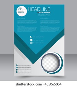 Brochure design. Flyer template. Editable A4 poster for business, education, presentation, website, magazine cover. Blue color.