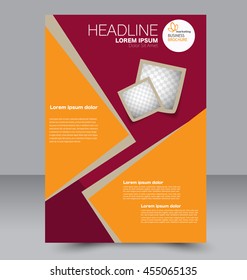 Brochure design. Flyer template. Editable A4 poster for business, education, presentation, website, magazine cover. Red and orange color.