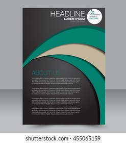 Brochure design. Flyer template. Editable A4 poster for business, education, presentation, website, magazine cover. Green and black color.