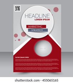 Brochure design. Flyer template. Editable A4 poster for business, education, presentation, website, magazine cover. Red color.