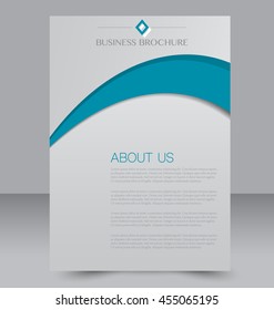 Brochure design. Flyer template. Editable A4 poster for business, education, presentation, website, magazine cover. Blue color.