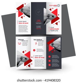 Brochure design, geometric abstract business brochure template, creative tri-fold, trend brochure triangles