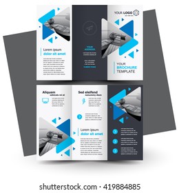 Brochure design, geometric abstract business brochure template, creative tri-fold, trend brochure triangles