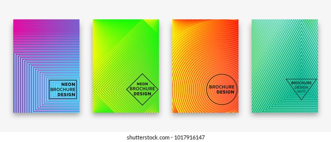 Brochure design with halftone lines and neon gradients. Vector illustration.