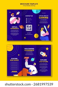 Broschüre Design Illustration mit Virtual Reality Gaming in Cartoon Vorlagen Hintergrund