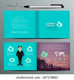 Brochure design Infographic-flat design-long shadow-flat design icons-business-blurred background