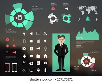 Brochure design Infographic-flat design-long shadow-flat design icons-business-blurred background