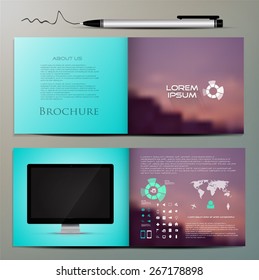 Brochure design Infographic-flat design-long shadow-flat design icons-business-blurred background