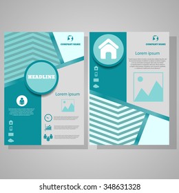 Brochure  design Layout template, size A4, Front page and back page light blue design eps 10