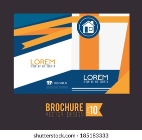 Brochure design over gray background, vector illustration