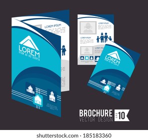 Brochure design over gray background, vector illustration