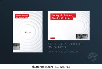 Brochure design paper-cut template. Colourful creative abstract set, annual report with circles shadows for branding.
