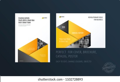 Brochure design rectangular template. Colourful modern abstract set, annual report with material design for branding.