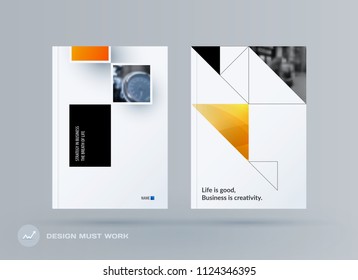 Brochure design rectangular template. Colourful modern abstract set, annual report with shapes for branding.