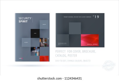 Brochure design rectangular template. Colourful modern abstract set, annual report with shapes for branding.