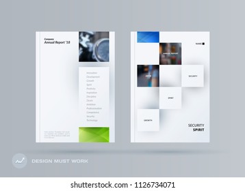 Brochure design rectangular template. Colourful modern abstract set, annual report with shapes for branding.