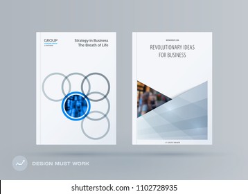 Brochure design round template. Colourful modern abstract set, annual report with circles rings for branding.