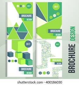 Brochure design set with triangle and dots shapes