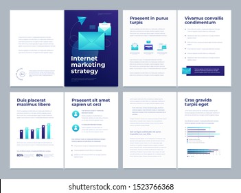 Brochure design. Simple modern presentation booklet. Set of sheet templates. Can be used for info banner or creative flyer. Vector illustration.