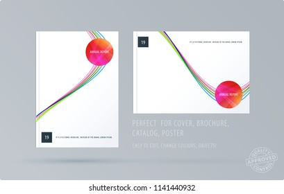 Brochure design soft template. Colourful modern abstract set, annual report with shapes for branding.