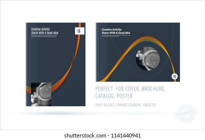 Brochure design soft template. Colourful modern abstract set, annual report with shapes for branding.