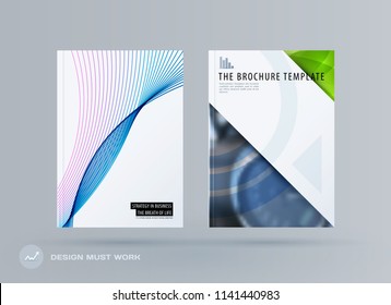 Brochure design soft template. Colourful modern abstract set, annual report with shapes for branding.
