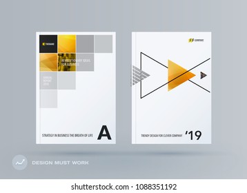 Brochure design square template. Colourful modern abstract set, annual report with pixels for branding.