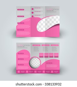 Brochure design template. Abstract background. for business, education, advertisement. Trifold booklet editable printable vector illustration.  Pink color.