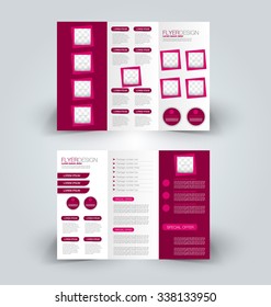 Brochure design template. Abstract background. for business, education, advertisement. Trifold booklet editable printable vector illustration.  Pink color.
