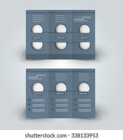 Brochure design template. Abstract background. for business, education, advertisement. Trifold booklet editable printable vector illustration. Grey color.