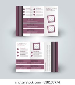 Brochure design template. Abstract background. for business, education, advertisement. Trifold booklet editable printable vector illustration.  Pink color.