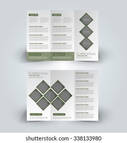 Brochure design template. Abstract background. for business, education, advertisement. Trifold booklet editable printable vector illustration.  Green color.